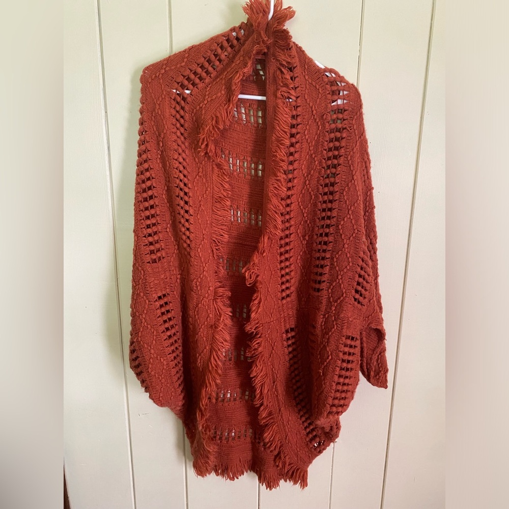 American Eagle Outfitters Terracotta Fringe Poncho